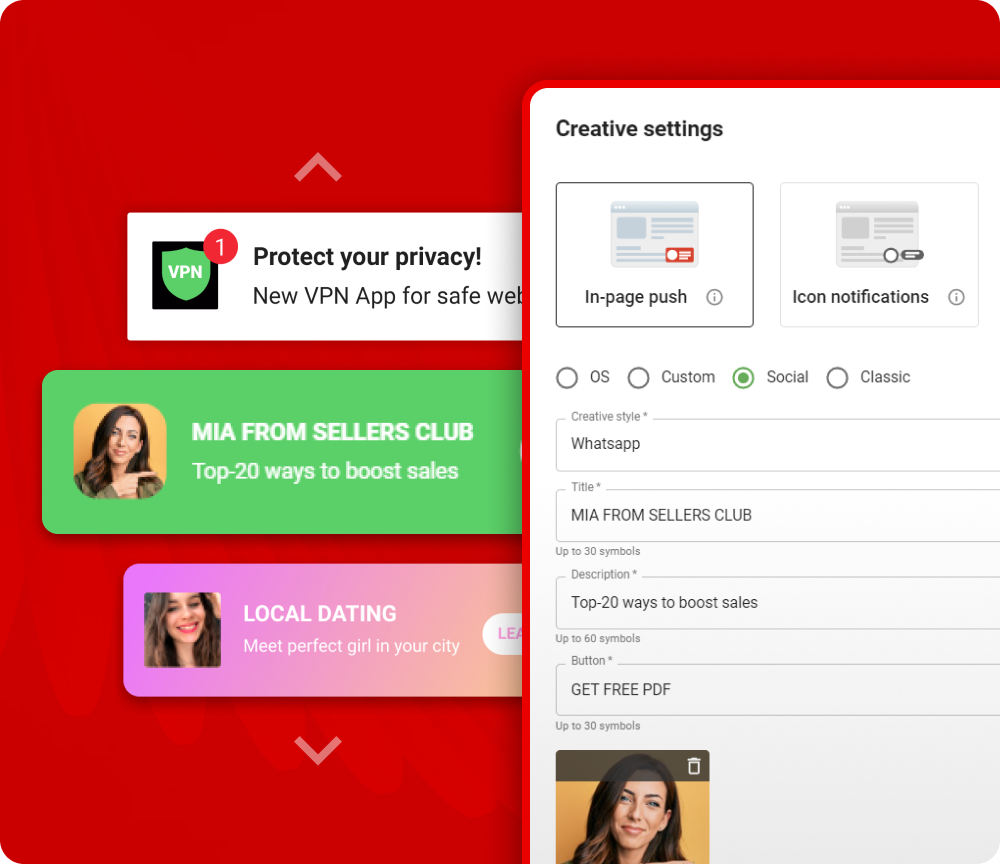 How do Adsterra In‑Page Push ads work?
